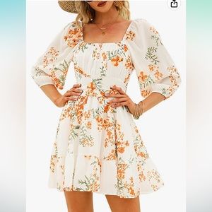Floral back tie mini dress
